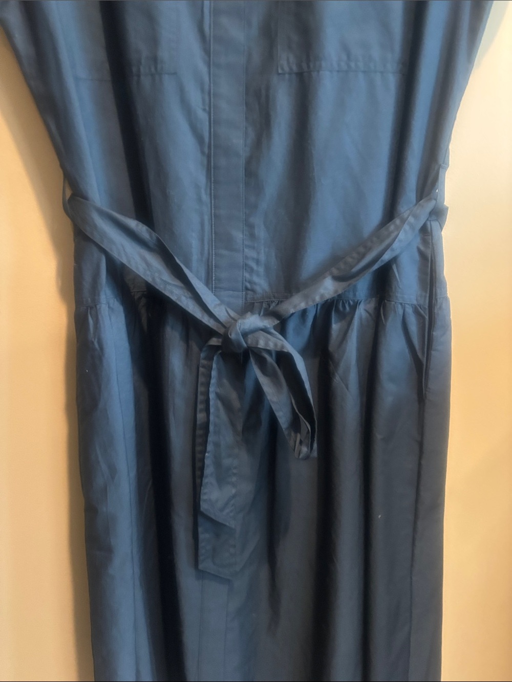 Navy Midi Shirt Dress with Tie Waist - Picture 4 of 4